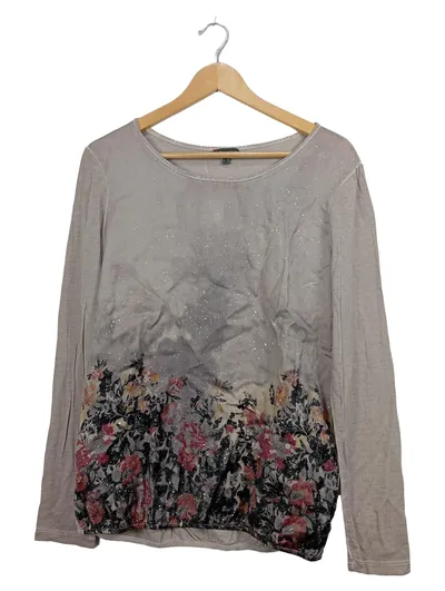 Street One Damen Langarmshirt Blumen Glitzer Beige Gr. 36 S Freizeit