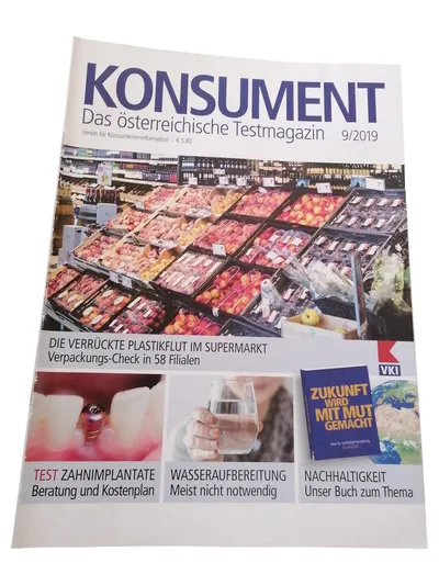 Konsument Magazin 9/2019 Plastikflut Zahnimplantate Wasseraufbereitung Umwelt