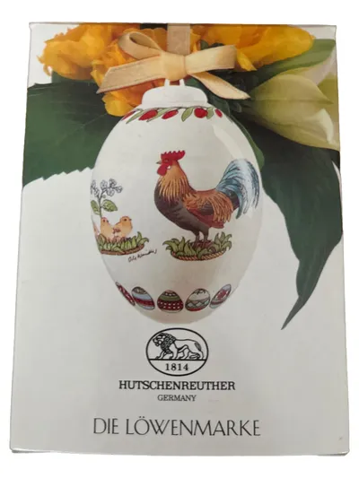 Hutschenreuther Ole Winther Hahn Ei Dekodose Porzellan 1993 weiß 6cm