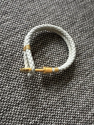 PAUL HEWITT Armband Leder Anker Verschluss Geflochten Damen Weiß 19cm