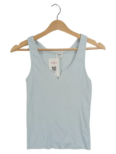 Cotton On Damen Top Rippstrick Tank Top Ärmellos Blau Gr. 32/XXS