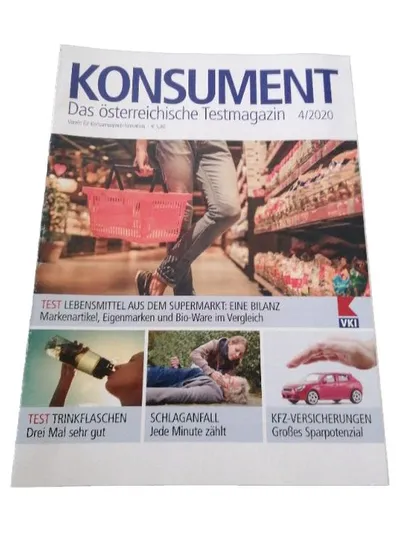 KONSUMENT Magazin 4/2020 Lebensmittel Trinkflaschen KFZ Versicherung VKI