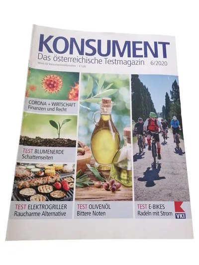 Konsument Magazin 6/2020 E-Bikes Olivenöl Elektrogriller Wirtschaft Corona