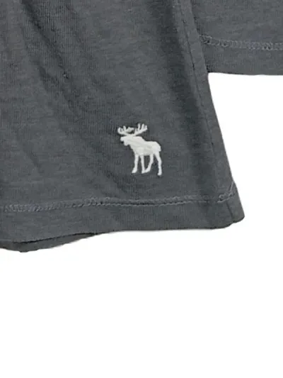 Abercrombie & Fitch Damen Langarmshirt Baumwolle Spitze Grau Gr. 36 S