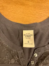 Abercrombie & Fitch Damen Langarmshirt Baumwolle Spitze Grau Gr. 36 S 4
