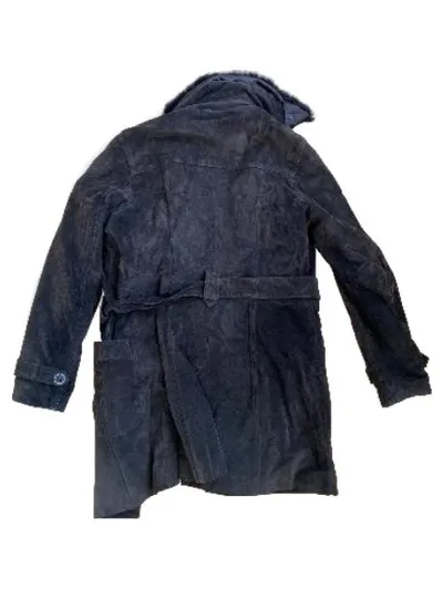 Oakwood Damen Ledermantel Gr. 36/S Braun Pelzkragen Wildleder Wintermantel
