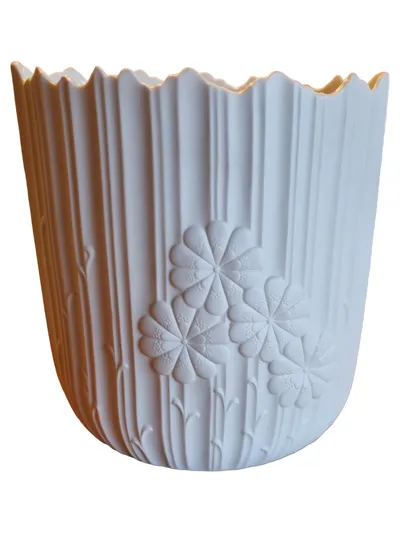 Kaiser Blumen Relief Übertopf Porzellan Klassisch Weiß Zylindrisch 23cm