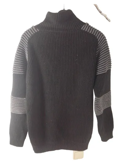Carisma Herren Pullover Stehkragen Strickmuster Schwarz XL
