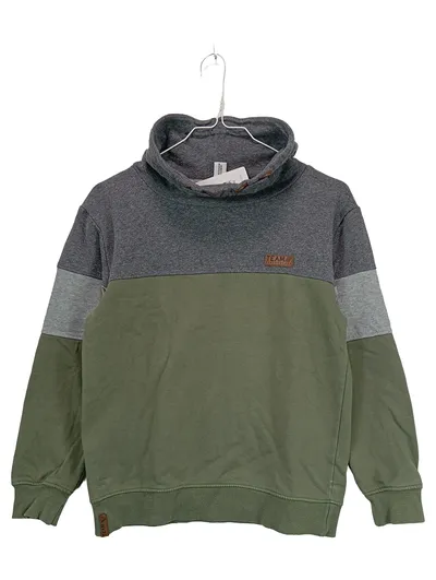 Yigga Pullover Sweatshirt Jungen Gr. 134/140 Baumwollmix Kragen Grau Grün