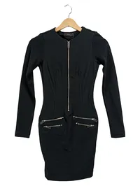 Diesel Damen Minikleid Schwarz Reißverschluss Bodycon XS Freizeitkleid 1