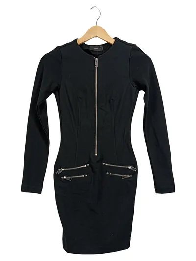 Diesel Damen Minikleid Schwarz Reißverschluss Bodycon XS Freizeitkleid