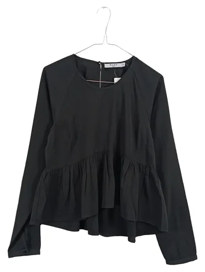 NA-KD Damen Bluse Gr. 34/XS Schwarz Rüschen Langarm Peplum
