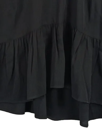 NA-KD Damen Bluse Gr. 34/XS Schwarz Rüschen Langarm Peplum