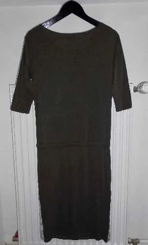 NUMOCO Damen Freizeitkleid Oliv Gr. S Viskose Casual Kleid mit Taschen