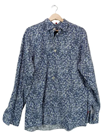 Signum Herren Freizeithemd Langarm Blumenmuster Einheitsgröße Blau Casual