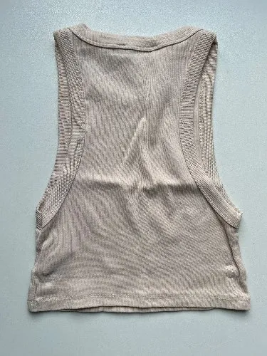 Costes Basic Damen Crop Tanktop Gr. 34 XS Beige Rippstrick