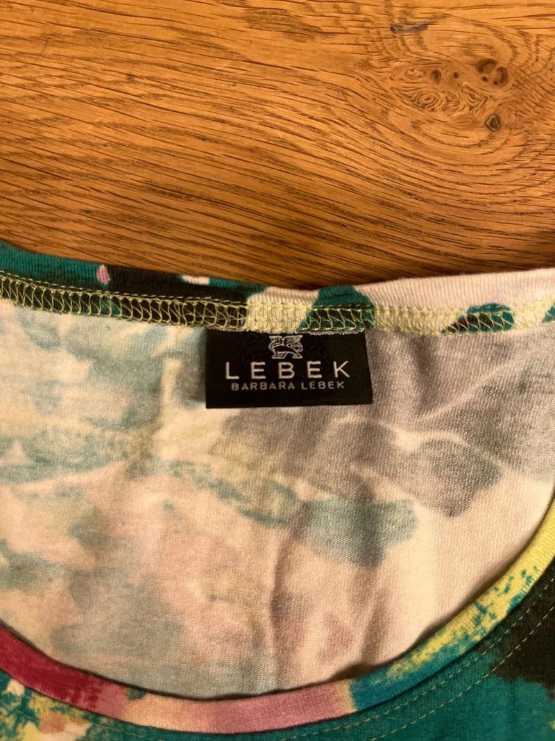 LEBEK Damen T-Shirt Gr. 38/M Blumenmuster Kurzarm Viskose Strass 7