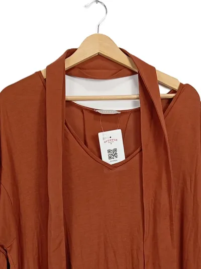 Stefanel Damen Freizeitkleid Gr. 40/L Braun Lyocell Bindegürtel