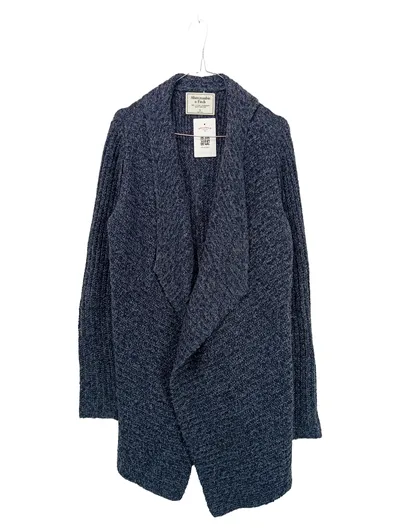 Abercrombie & Fitch Strickjacke Cardigan Damen Gr. 36/S Blau Baumwolle Meliert