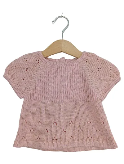 Anni for friends Baby Strickpullover Gr. 62 Rosa Lochmuster Glitzer