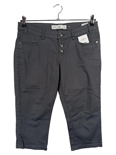 Q/S designed by Damen Stoffhose Capri Slim Fit Grau Gr. 40 Baumwolle