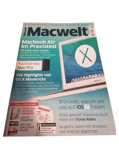 Macwelt 8/2013 MacBook Air Test OS X Mavericks iOS 7 Computer Zeitschrift