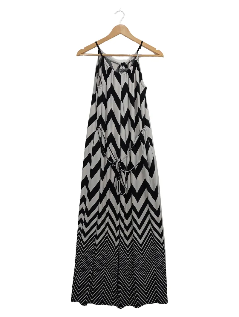 Donna Ricco Damen Maxikleid Zickzack Geometrisch Sommer Freizeit Gr. 36 1