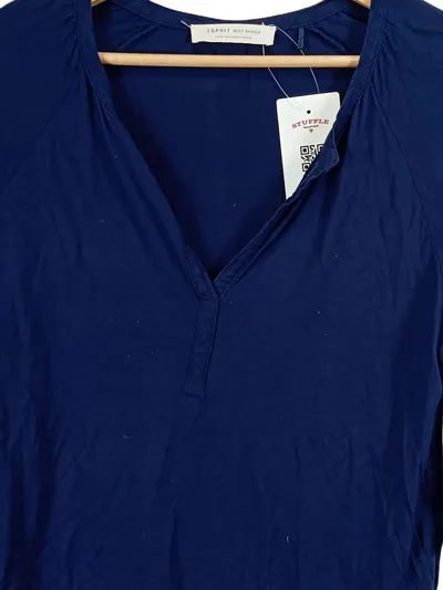 Esprit Damen Bluse 3/4-Arm Dunkelblau V-Ausschnitt Gr. XS/34