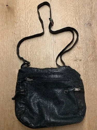 Axel David Vintage Damen Leder Umhängetasche Schwarz Crossbody Bag