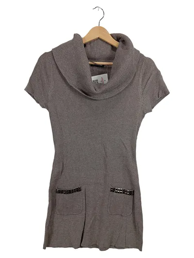 INC International Concepts Damen Strickkleid Rollkragen Gr. 40 Grau Nieten