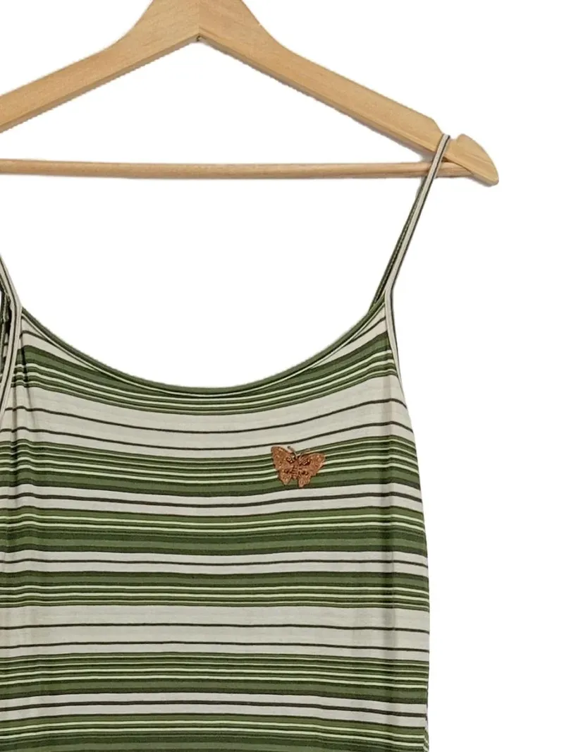CHALOC Maxikleid Damen Gestreift Freizeitkleid Viskose Gr. 40 L 2