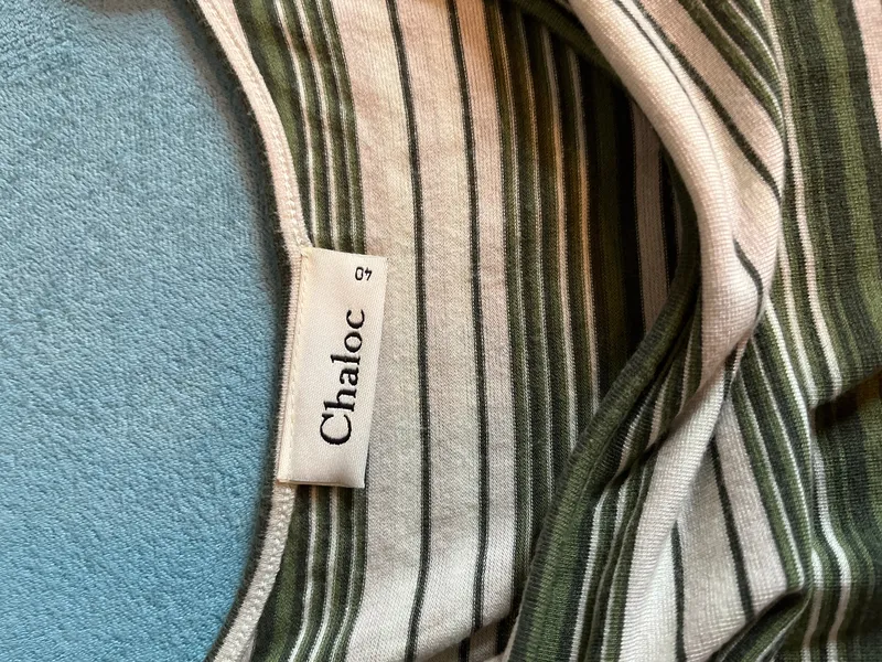 CHALOC Maxikleid Damen Gestreift Freizeitkleid Viskose Gr. 40 L 5
