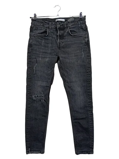 ZARA Herren Destroyed Jeans Schwarz Skinny W31 Gr. 40 Stretch Denim