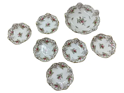 Rosenthal Dekoschale Porzellan Weiß Rosen Klassisch Festlich 16x14cm