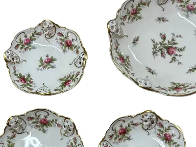 Rosenthal Dekoschale Porzellan Weiß Rosen Klassisch Festlich 16x14cm