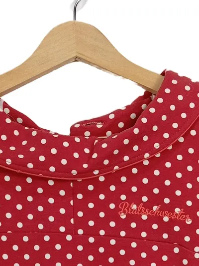 Blutsgeschwister Pullover Damen Baumwolle Langarm Rot Punkte Gr. 40 L