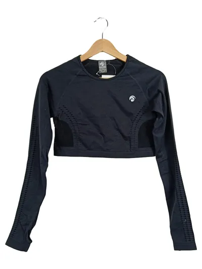 OCEANSAPART Damen Sport Crop Top Langarm Schwarz Gr. 40/L Seamless
