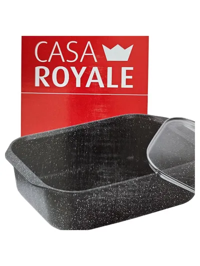 CASA ROYALE Rechteck-Bräter Alvor 40x26x11cm 8L Induktion Glasdeckel Schwarz