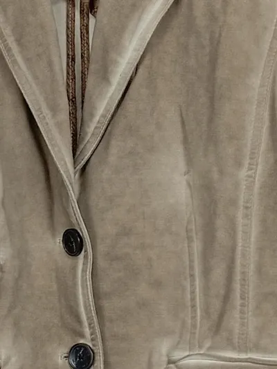 MORE & MORE Cordjacke Damen Beige Gr. 38 M Struktur Baumwolle Casual