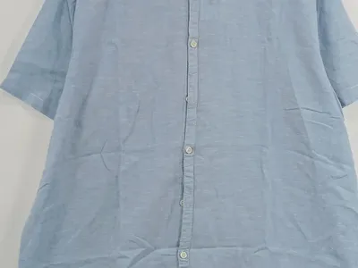 Watson's Herren Freizeithemd Kurzarm Stehkragen Blau Leinen 3XL