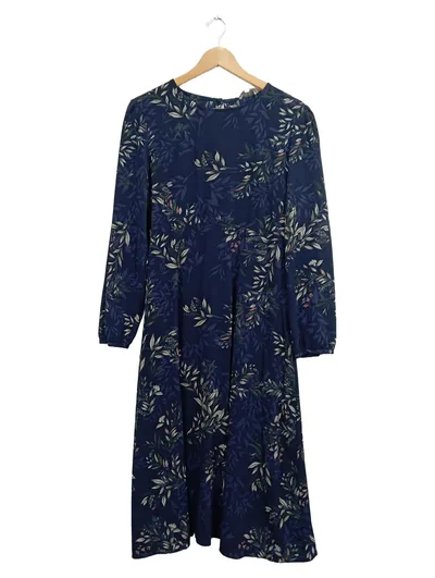 Apricot Damen Kleid Gr. 38 M Langarm Blumenmuster Navy Blau Midi