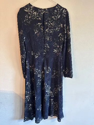 Apricot Damen Kleid Gr. 38 M Langarm Blumenmuster Navy Blau Midi