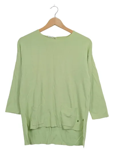 MADELEINE Damen Strickpullover Gr. 34/XS Grün Langarm Taschen Casual