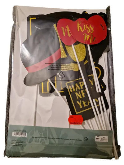 BUTLERS Partydeko Schriftzug Glitzer Set Holz Papier Silvester Glamour