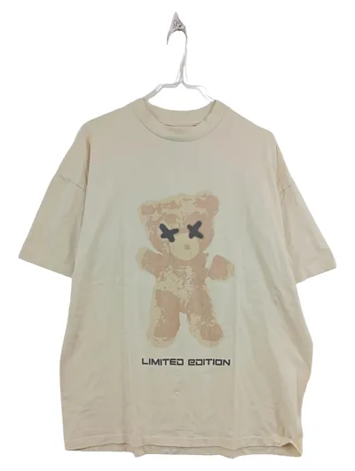 boohooMAN Herren T-Shirt Teddybär Print Limited Edition Beige Gr. XS