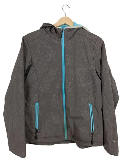 Disegna Softshelljacke Damen Jacke Gr. L Grau Blumenmuster Outdoor Kapuze