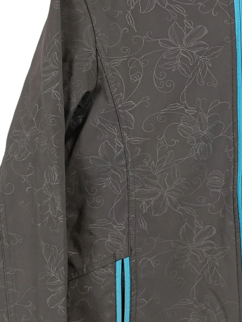 Disegna Softshelljacke Damen Jacke Gr. L Grau Blumenmuster Outdoor Kapuze 3