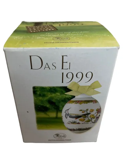 HUTSCHENREUTHER Das Ei 1999 Geschenkbox Nostalgisch Blumenmuster Weiß 6cm