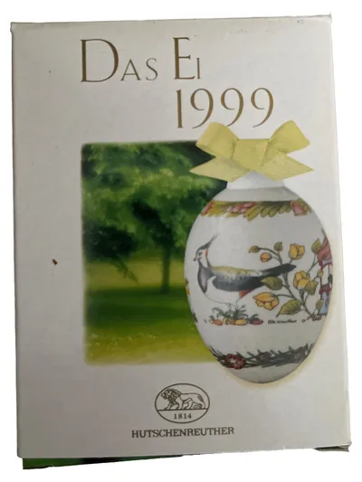 HUTSCHENREUTHER Das Ei 1999 Geschenkbox Nostalgisch Blumenmuster Weiß 6cm