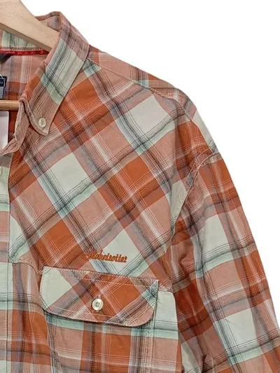 GLOBE TROTTER Herren Freizeithemd XL Kariert Orange Casual Langarm
